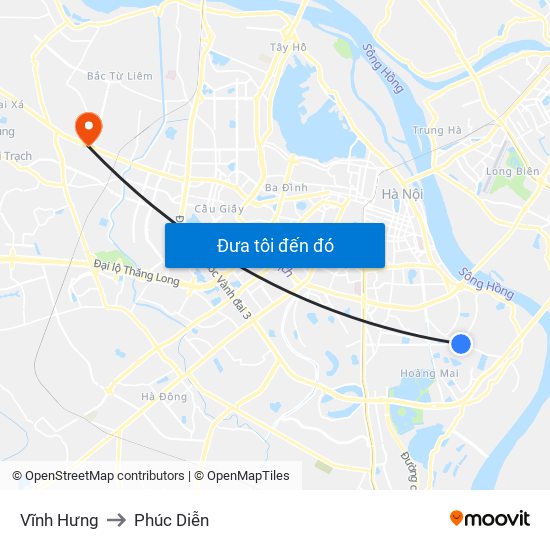 Vĩnh Hưng to Phúc Diễn map