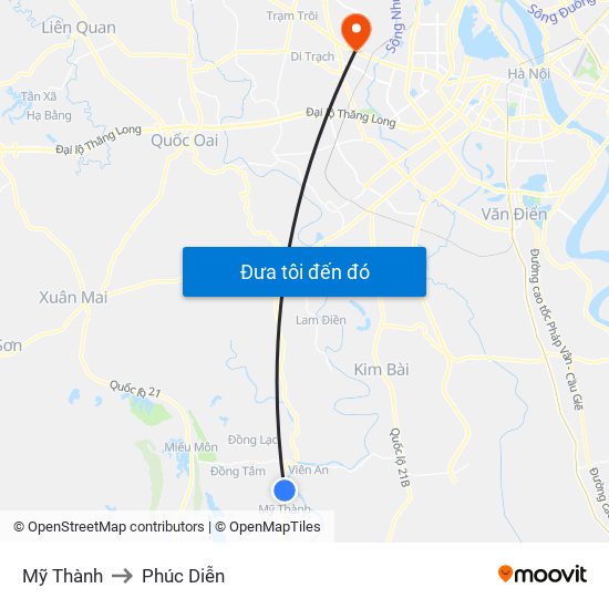 Mỹ Thành to Phúc Diễn map