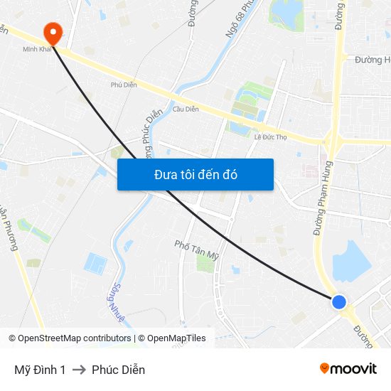 Mỹ Đình 1 to Phúc Diễn map