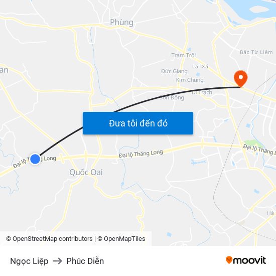 Ngọc Liệp to Phúc Diễn map