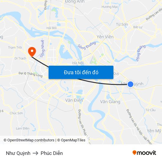 Như Quỳnh to Phúc Diễn map