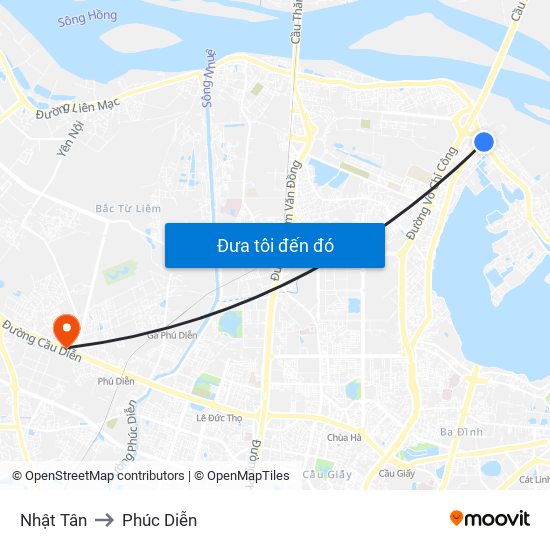 Nhật Tân to Phúc Diễn map