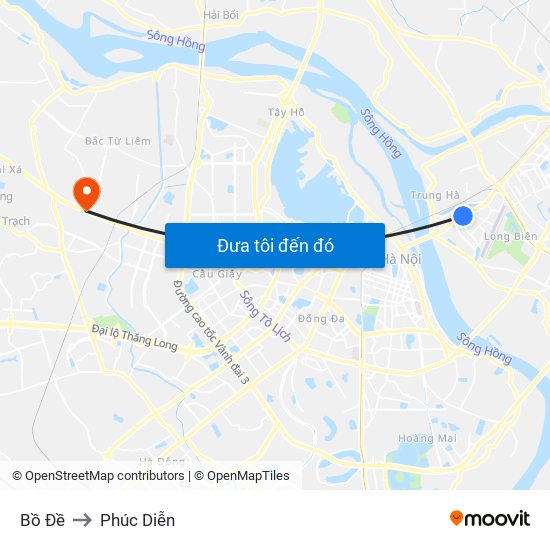 Bồ Đề to Phúc Diễn map