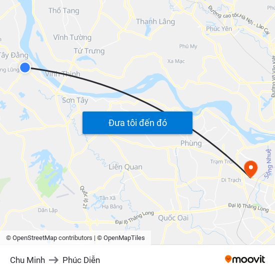 Chu Minh to Phúc Diễn map