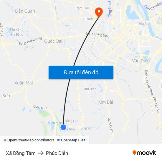 Xã Đồng Tâm to Phúc Diễn map