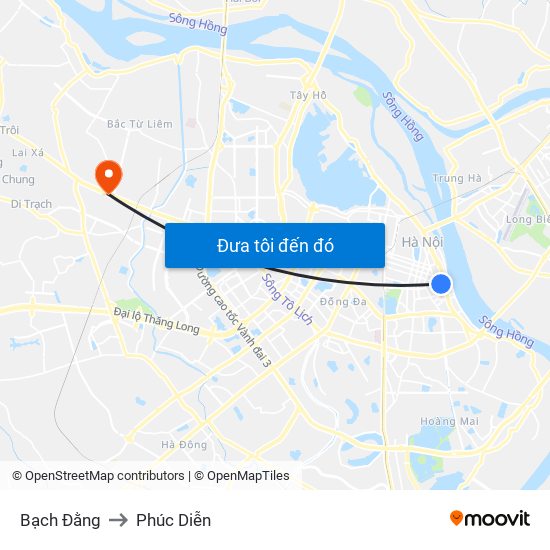 Bạch Đằng to Phúc Diễn map