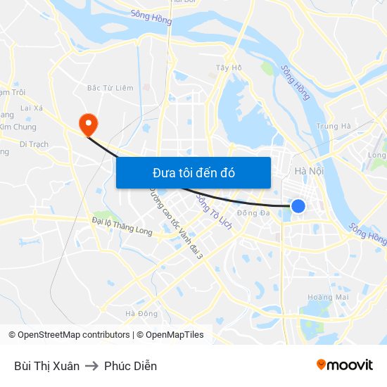 Bùi Thị Xuân to Phúc Diễn map