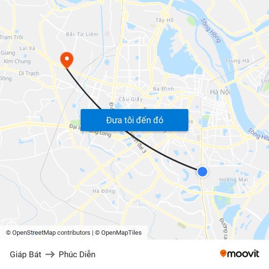 Giáp Bát to Phúc Diễn map