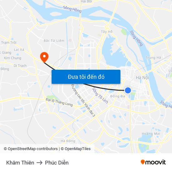 Khâm Thiên to Phúc Diễn map
