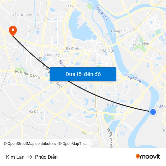 Kim Lan to Phúc Diễn map