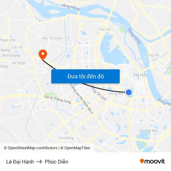 Lê Đại Hành to Phúc Diễn map