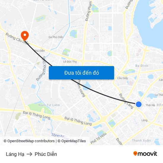 Láng Hạ to Phúc Diễn map