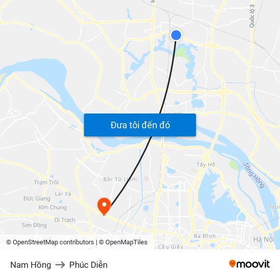 Nam Hồng to Phúc Diễn map