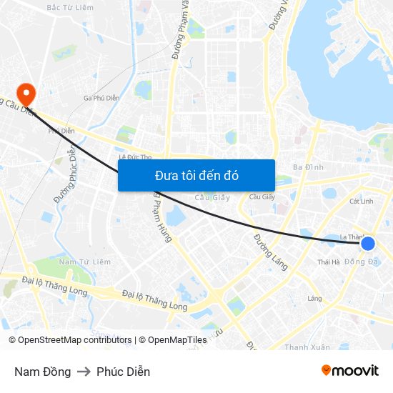 Nam Đồng to Phúc Diễn map