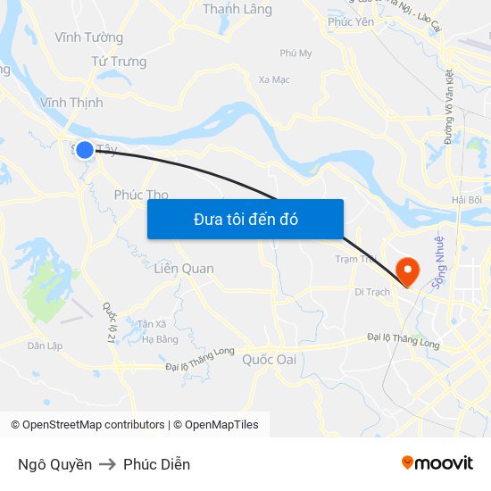 Ngô Quyền to Phúc Diễn map