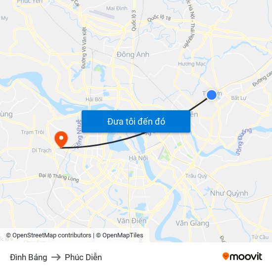 Đình Bảng to Phúc Diễn map