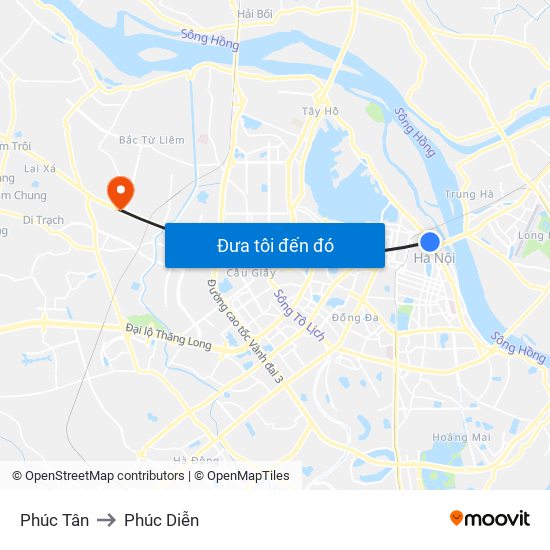 Phúc Tân to Phúc Diễn map