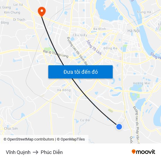 Vĩnh Quỳnh to Phúc Diễn map