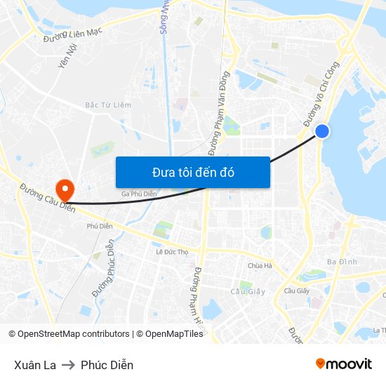 Xuân La to Phúc Diễn map