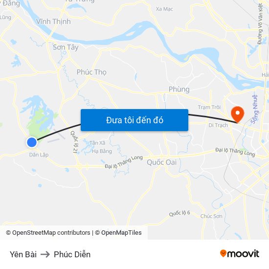 Yên Bài to Phúc Diễn map