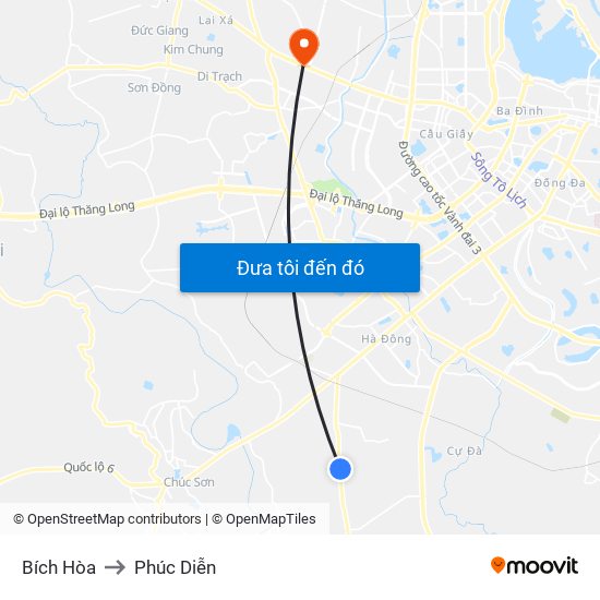 Bích Hòa to Phúc Diễn map