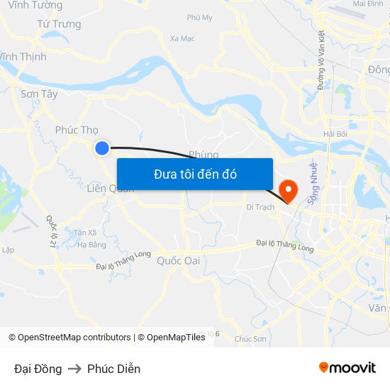 Đại Đồng to Phúc Diễn map