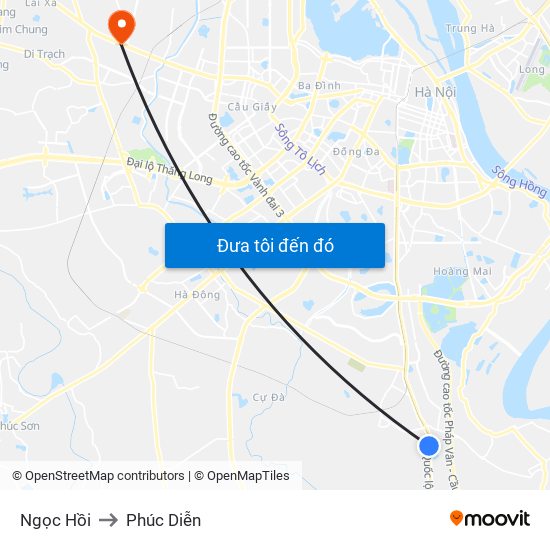 Ngọc Hồi to Phúc Diễn map