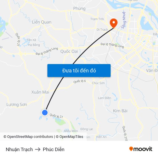 Nhuận Trạch to Phúc Diễn map