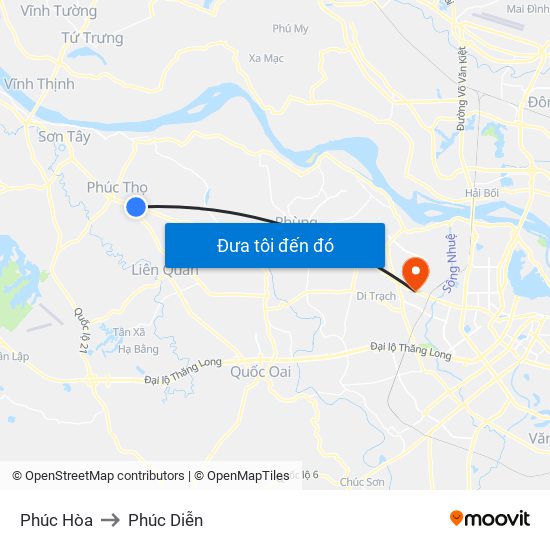 Phúc Hòa to Phúc Diễn map