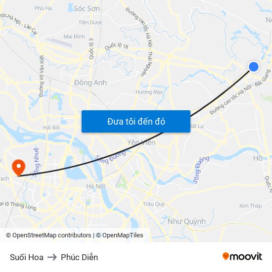 Suối Hoa to Phúc Diễn map