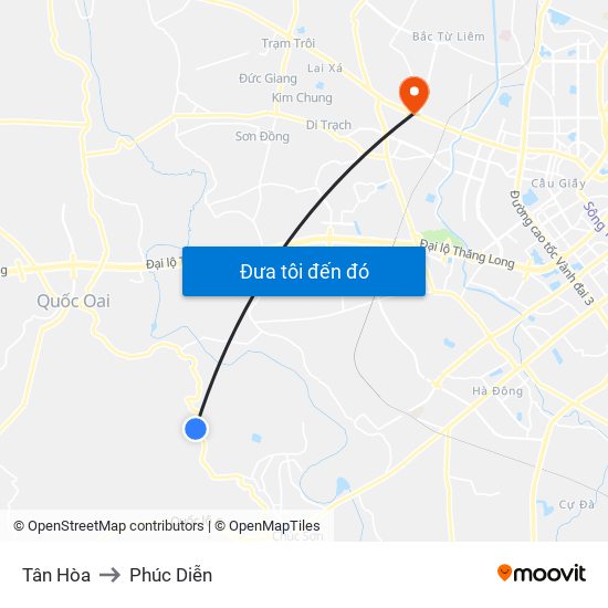 Tân Hòa to Phúc Diễn map