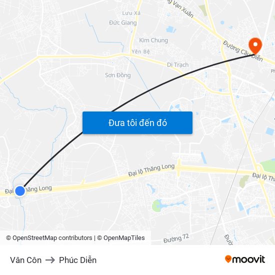 Vân Côn to Phúc Diễn map