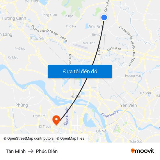 Tân Minh to Phúc Diễn map