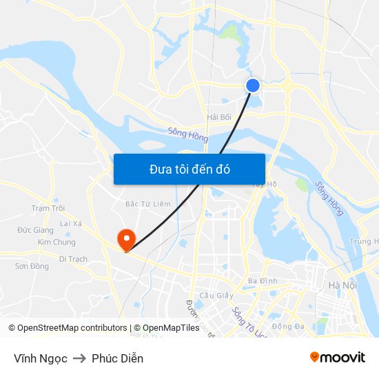 Vĩnh Ngọc to Phúc Diễn map