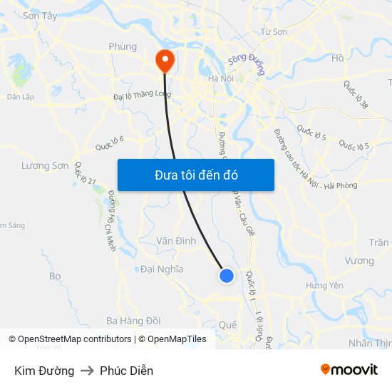 Kim Đường to Phúc Diễn map