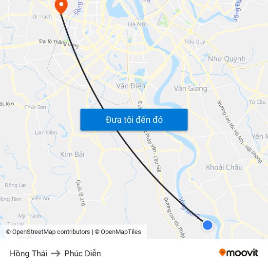 Hồng Thái to Phúc Diễn map