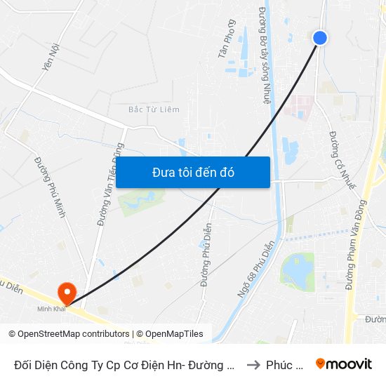 Đối Diện Công Ty Cp Cơ Điện Hn- Đường Đức Thắng to Phúc Diễn map