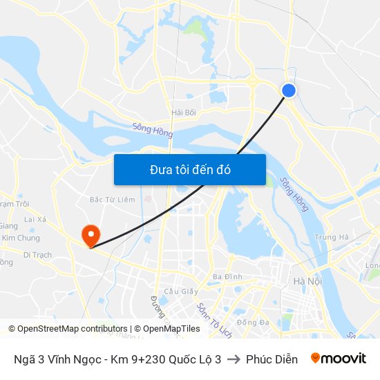 Ngã 3 Vĩnh Ngọc - Km 9+230 Quốc Lộ 3 to Phúc Diễn map