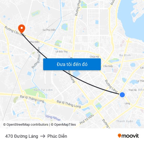 470 Đường Láng to Phúc Diễn map