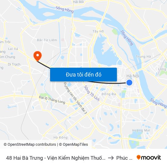 48 Hai Bà Trưng - Viện Kiểm Nghiệm Thuốc Trung Ương to Phúc Diễn map