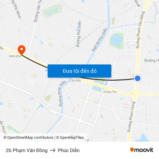 2b Phạm Văn Đồng to Phúc Diễn map