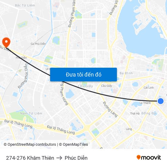 274-276 Khâm Thiên to Phúc Diễn map