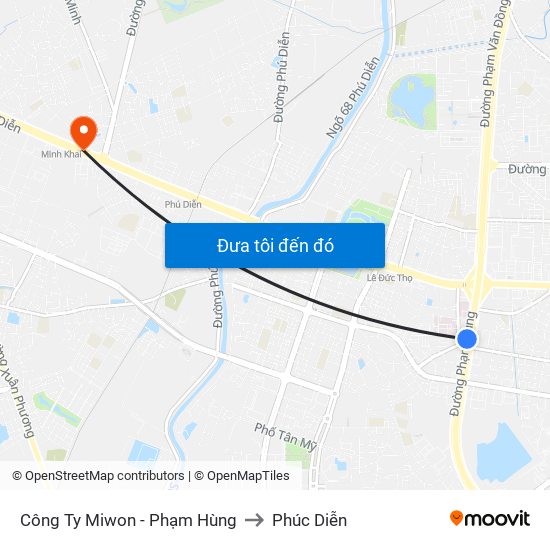 Công Ty Miwon - Phạm Hùng to Phúc Diễn map