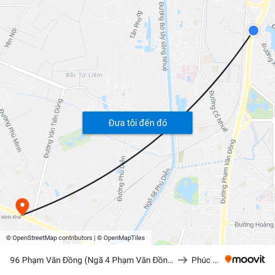 96 Phạm Văn Đồng (Ngã 4 Phạm Văn Đồng - Xuân Đỉnh) to Phúc Diễn map