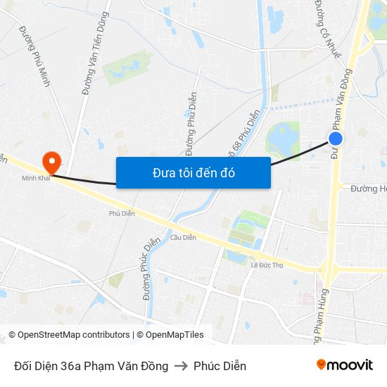 Đối Diện 36a Phạm Văn Đồng to Phúc Diễn map