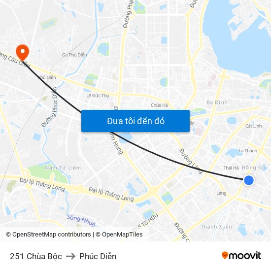 251 Chùa Bộc to Phúc Diễn map