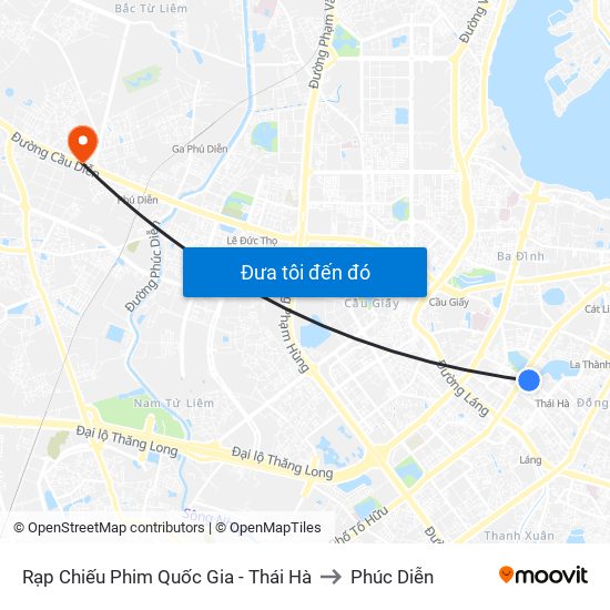 Rạp Chiếu Phim Quốc Gia - Thái Hà to Phúc Diễn map