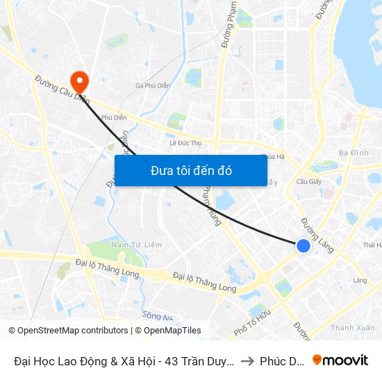 Đại Học Lao Động & Xã Hội - 43 Trần Duy Hưng to Phúc Diễn map