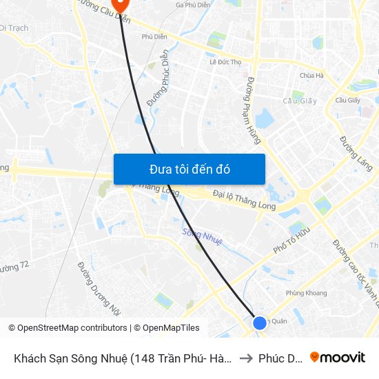 Khách Sạn Sông Nhuệ (148 Trần Phú- Hà Đông) to Phúc Diễn map