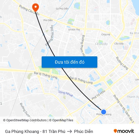 Ga Phùng Khoang - 81 Trần Phú to Phúc Diễn map